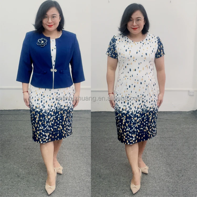 Plus Size Formal High Quality Middle Aged Fashion Women Dress for