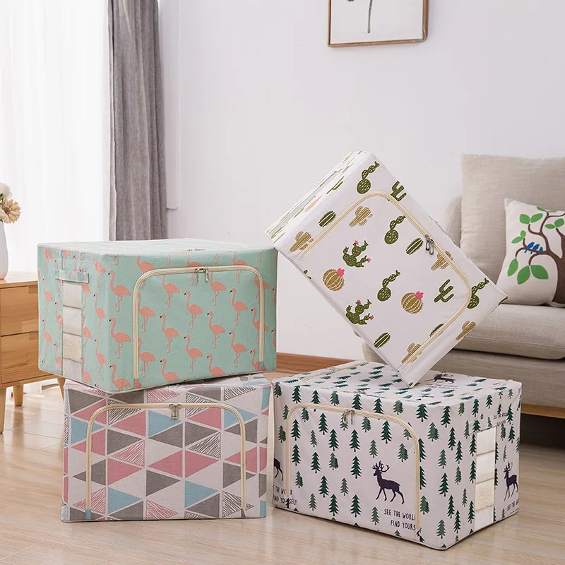 New Design Foldable Linen Shoe Box LED Lighting Square Vacuum Bag for Clothing Storage Organizadoras Cajas