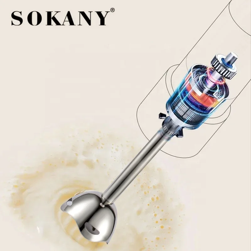 Sokany 230A Electric Hand Blender with Stepless Variable Speed Stick Mixer Hand Blender