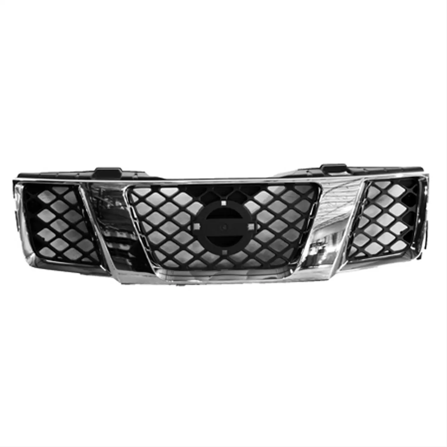 Auto Car Grille For 2005-2012  Nissan NAVARA D40 NP300 D23 Frontier Chrome Shell w/ Black Insert Plastic