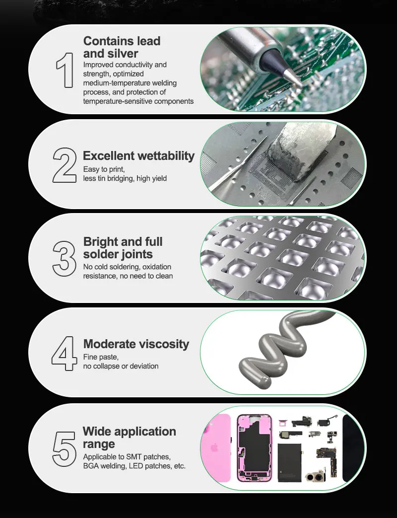 RELIFE HW21S Pâte à souder à l'argent contenant du plomb/seringue 10CC / 183 ℃