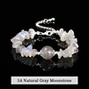 5A Natural Grey Moonstone Natural Violet Amethyst Bracelet