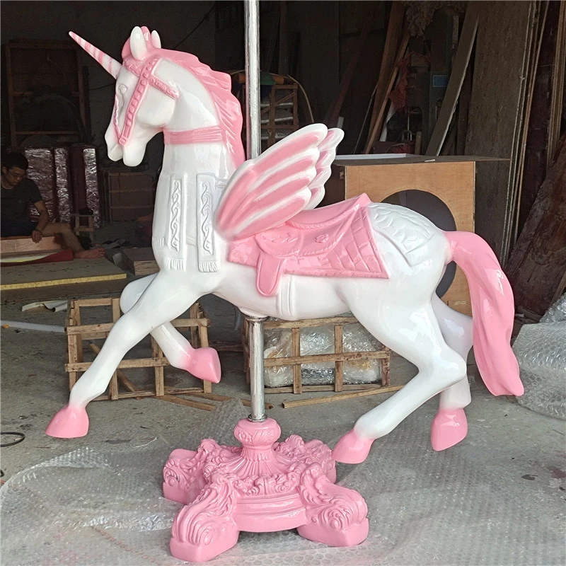 Support Customized Life Size Animal Sculpture Carousel Horse/fiberglass Carousel Horse/full Size Carousel Horse for Sale