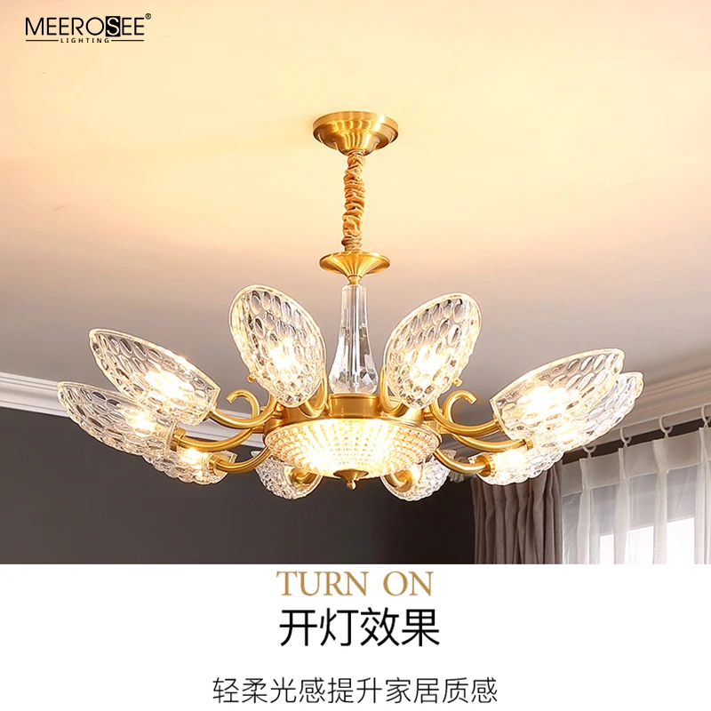 Meerosee Semicircle Transparent Glass Lampshade Chandelier Lamp Lamparas Decorativas Lighting Home Decor Lamp Modern MD86817