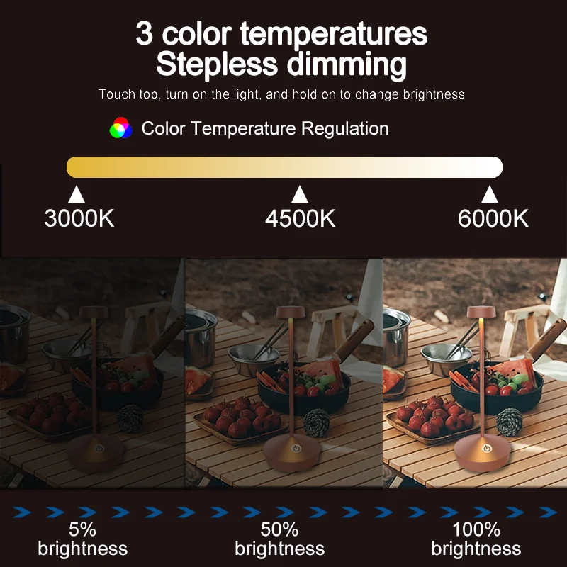 Cordless Table Lamp Portable LED Desk Lamp DC 5V Battery Operated