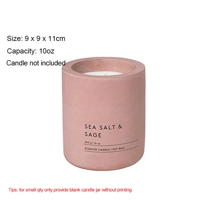 Wholesale Mini Matte Custom Printed Cylinder Concrete Candle Jar