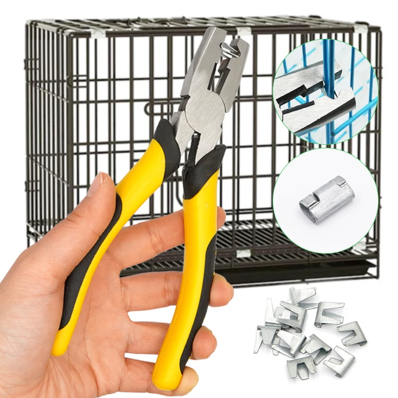 Pet Bird Cage Installation Hand Making Clamp Plier Fasten Clip Fence Crimping Bird Cat Dog Rabbit Chicken Cage Assemble Plier