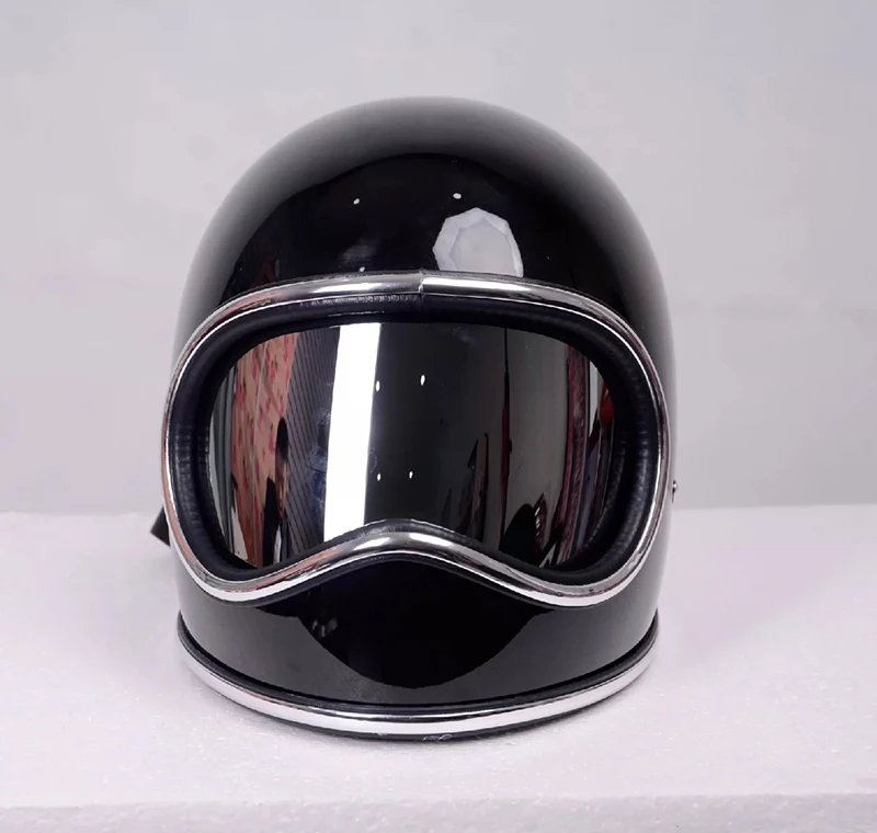 Japan Small Shell Retro Full Face Helmet with Silver Lens
