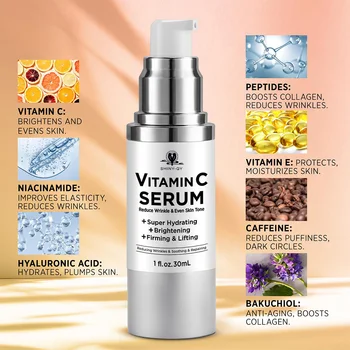 Private Label Skin Care Lightening Brightening Antioxidant Vitamin C And E Whitening Face Serum