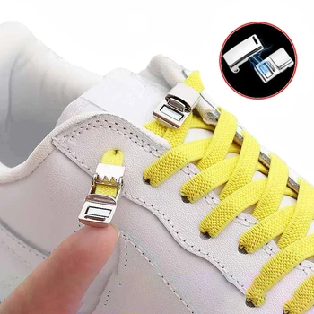 2021New no tie shoe laces magnetic metal buckle sneaker shoe laces wholesale elastic lazy shoe laces