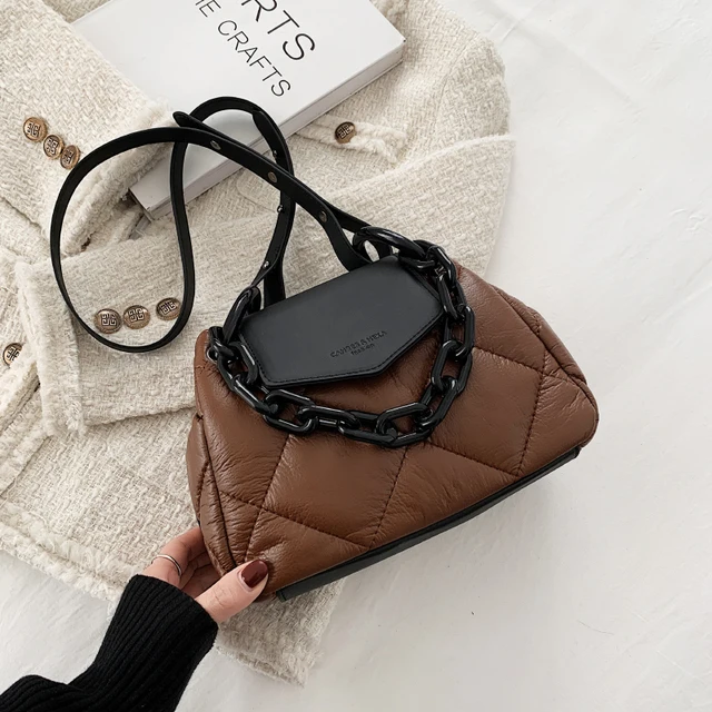 2023 Hit Winter Pu Leather Padded Quilted Women's Designer Handbag ...