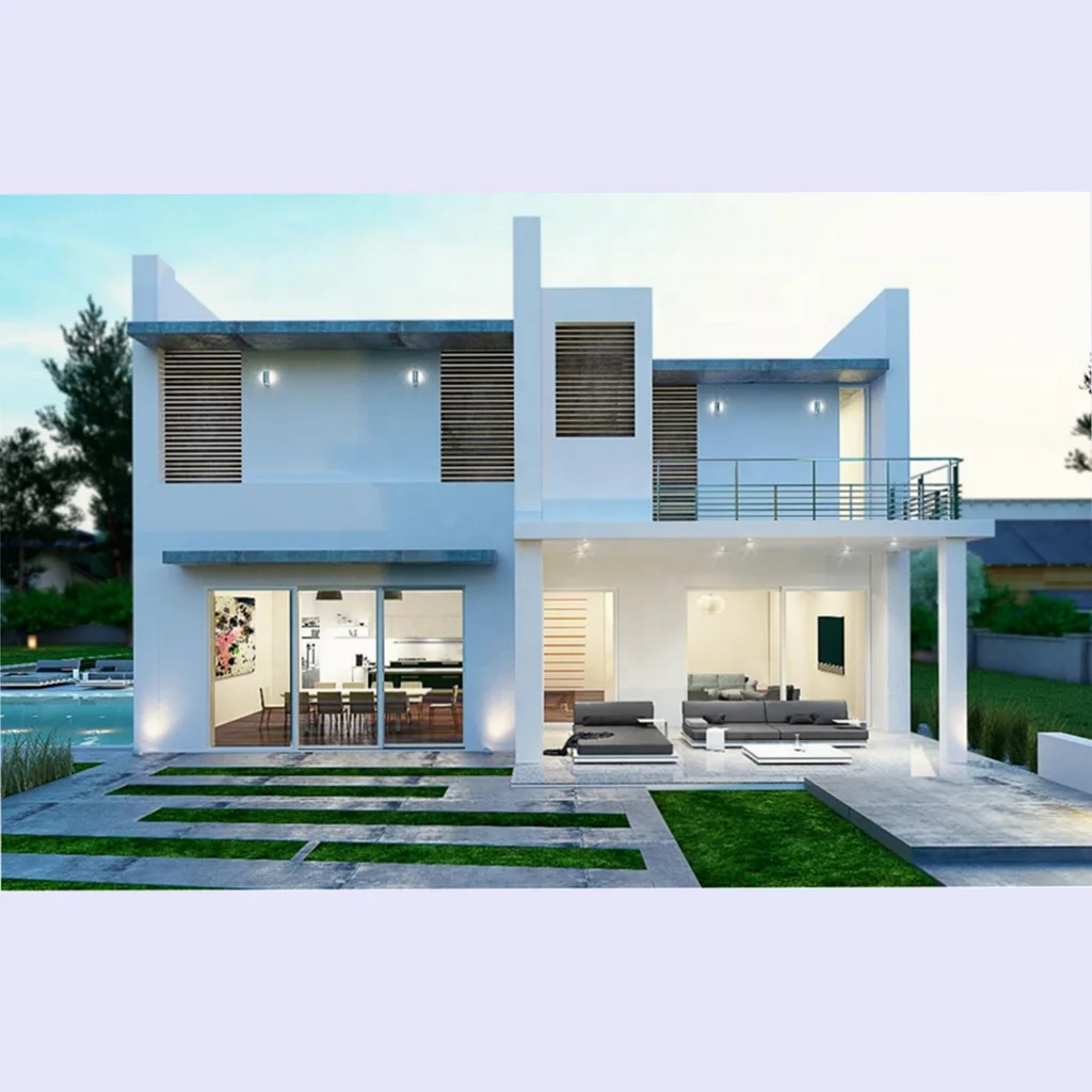 Steel Structure 2 Floor Prefab House Glass Prefab House Kits House Villa