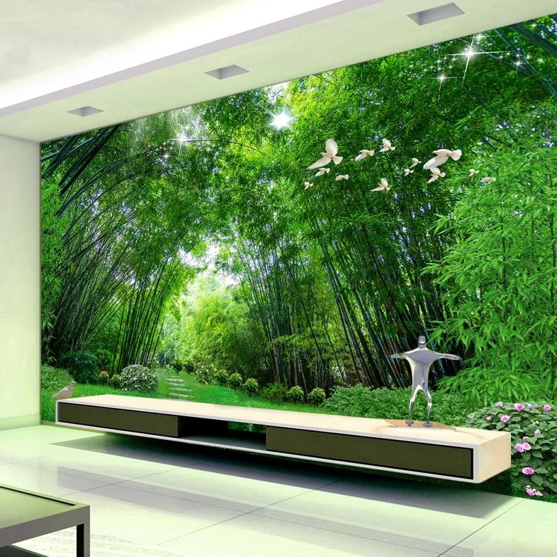 High Quality Custom Size 3d Wallpaper Nature Landscapes Bamboo Forest Wall Murals Living Room Design