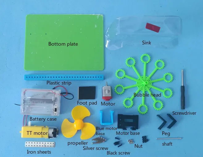 Children's STEAM Education DIY Bubble Machine Boy Girl Water Blowing Toys with Metal Plastic Components Assembly Foaming Machine