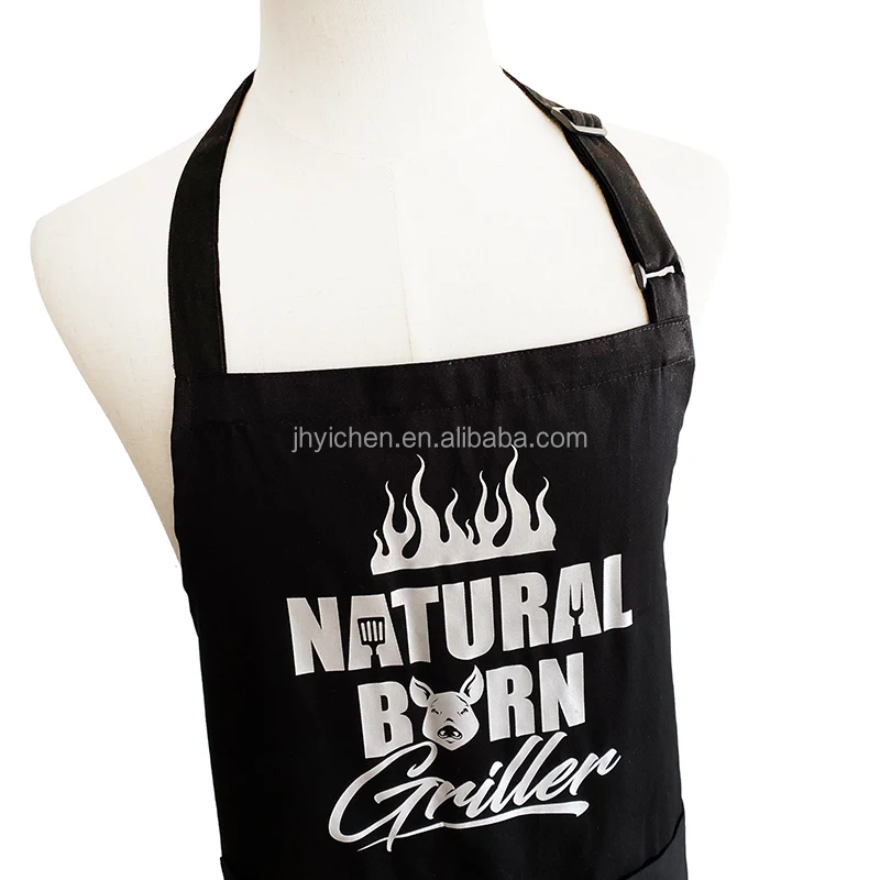 Custom Logo Polyester Kitchen Apron with Cotton Twill Waterproof Turkey Printing Chef Waist Apron Cafe Restaurants Cleaning Use