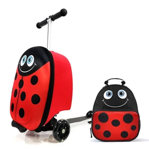 Customized Design 3D Trolley Children Luggage Airport Suitcase Kids  3 WHEEL Foot Kick MOBILITY Scooters for Teenagers