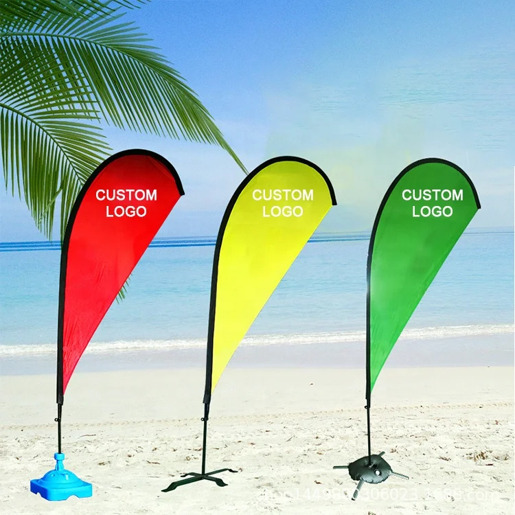 Factory supply promotional advertising custom 100% polyester beach flag