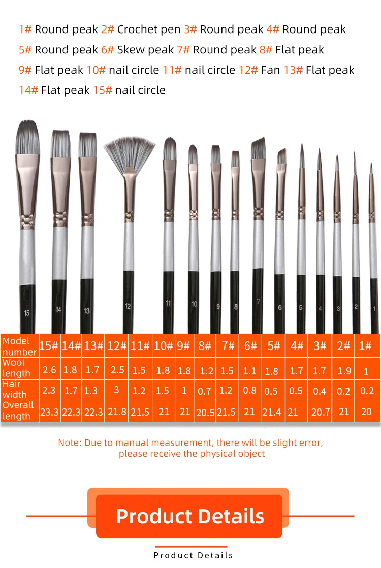 Oem Watercolor Acrylic Oil Painting Brush Nylon Hair Wood Handle Art Paint Brush Set With Travel