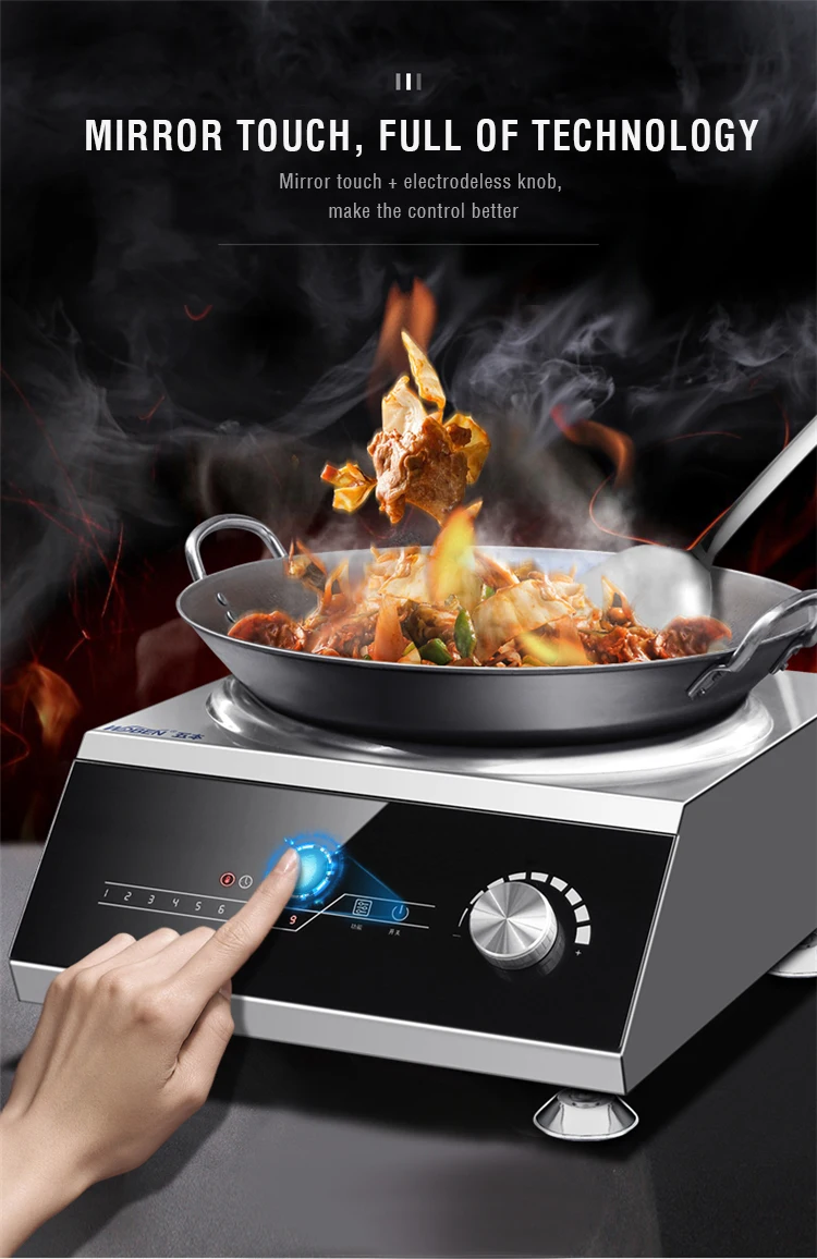 5000 Watt Induction Cooktop With Knob Control For Portable Wok Cooking