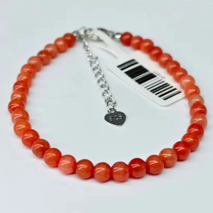 Natural Red Jadeite Bead Bracelet for Women and Girls, Classic and Simple Jewelry