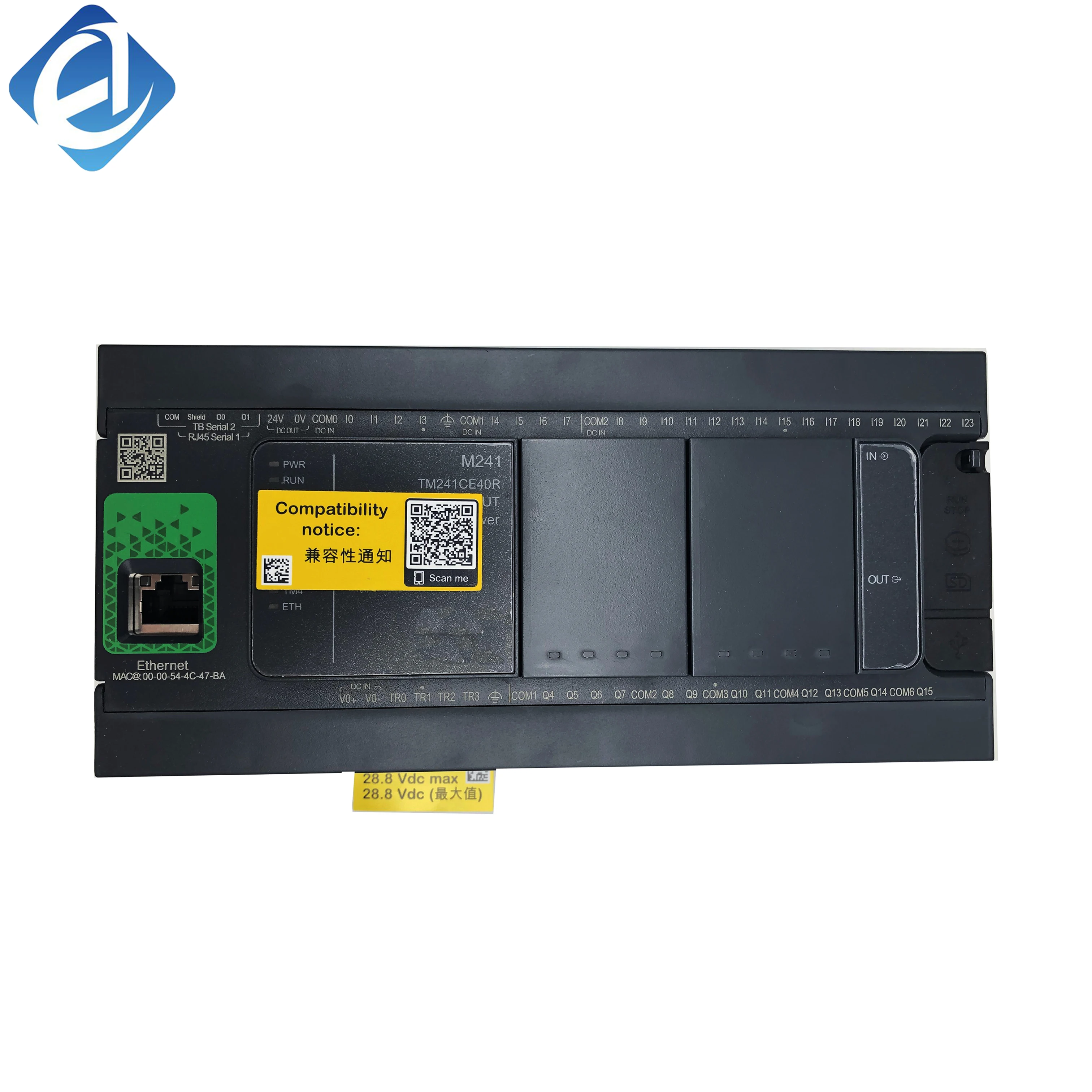 New Original TM241CE40R  Modicon TM241 PLC. 40 relay I/O points, built-in Ethernet communication, stable logic control, strong anti-interference performance, compact size, suitable for small automated production lines