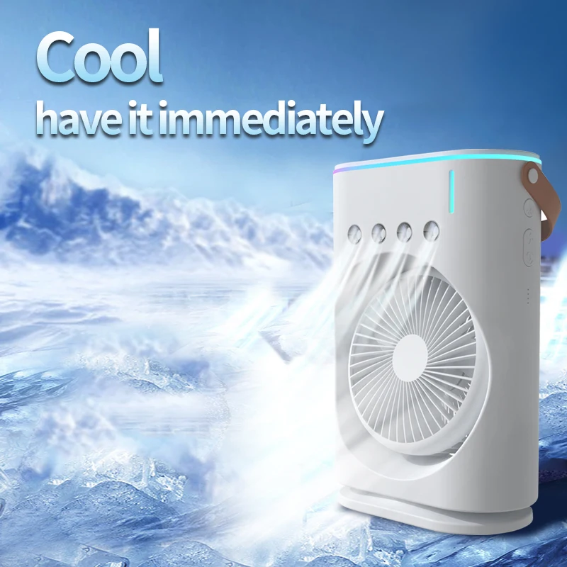Custom Logo Desk Humidifier Fan Powerful USB Portable Misting Water Spray Mini Fan Handy Air Cooling Small Fan Rechargeable