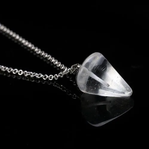 Natural Stone Pendant Hexagonal Column Cone Pendulum Faceted Crystal Pendant Tarot Card Surrounding