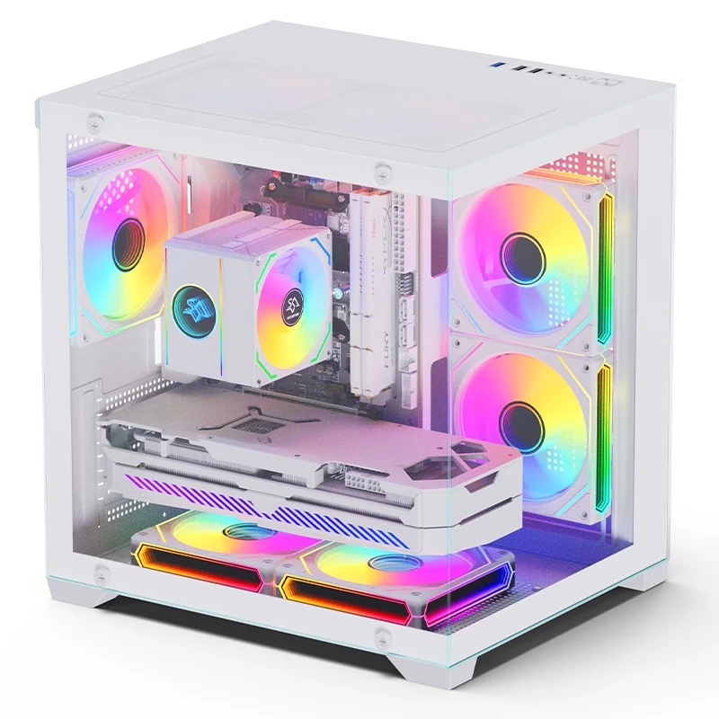 SNOWMAN CS049 Gabinete Gamer Branco Mid-Tower para PC com Vidro