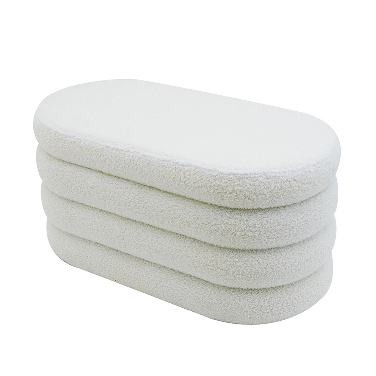 Modern Indoor Velvet Stool Bed End Bench Seat Design Customized Living Room Furniture Top Grade Long Ottoman Bench Boucle Fabric