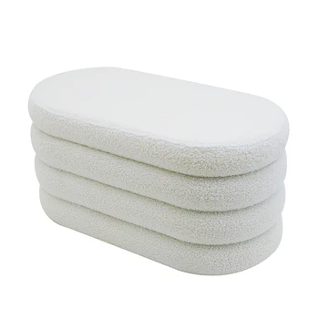 Modern Indoor Velvet Stool Bed End Bench Seat Design Customized Living Room Furniture Top Grade Long Ottoman Bench Boucle Fabric