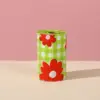 Cuadros verdes con pequeñas flores rojas [2.0 seda, 20 cordones]
