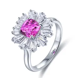 High quality 1.50ct Flower pattern Lab Grown Ruby gemstone rings sterling silver 925 jewelry adjustable ring