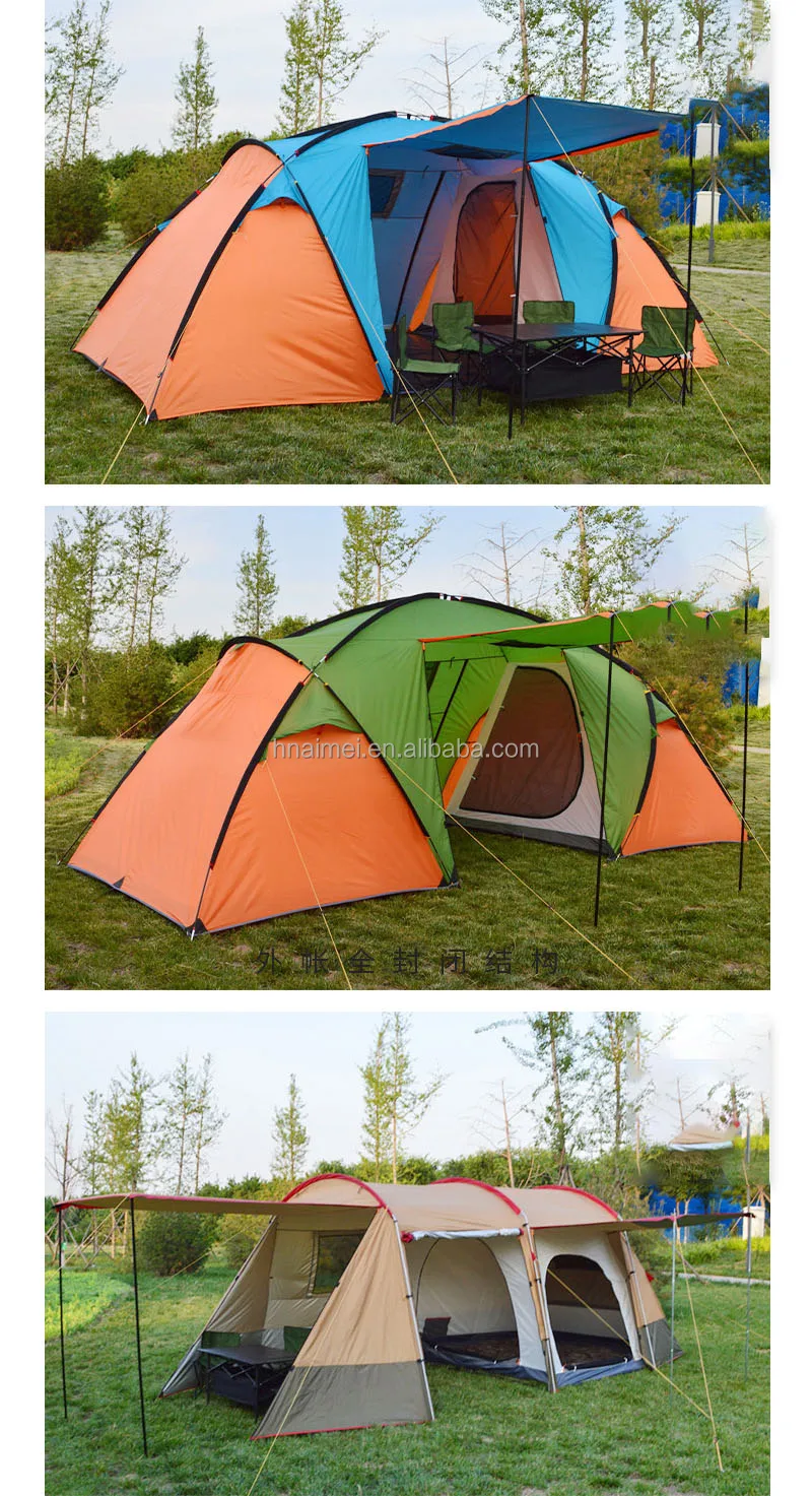 Custom Logo Large Double Layer Tents Waterproof 4 Person Outdoor Family