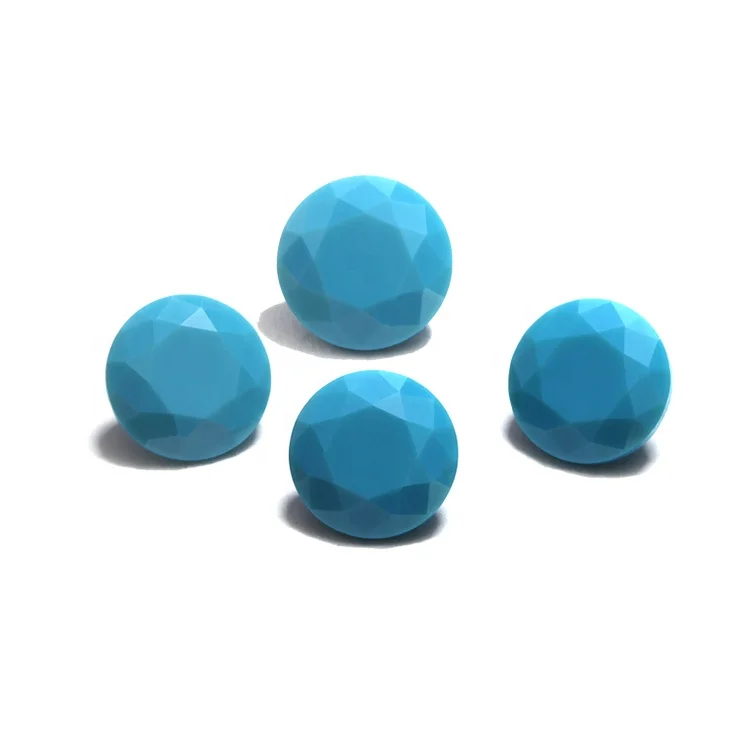 Small Size Point Back Loose Round Shape Synthetic Nano Blue Turquoise for Jewelry Making