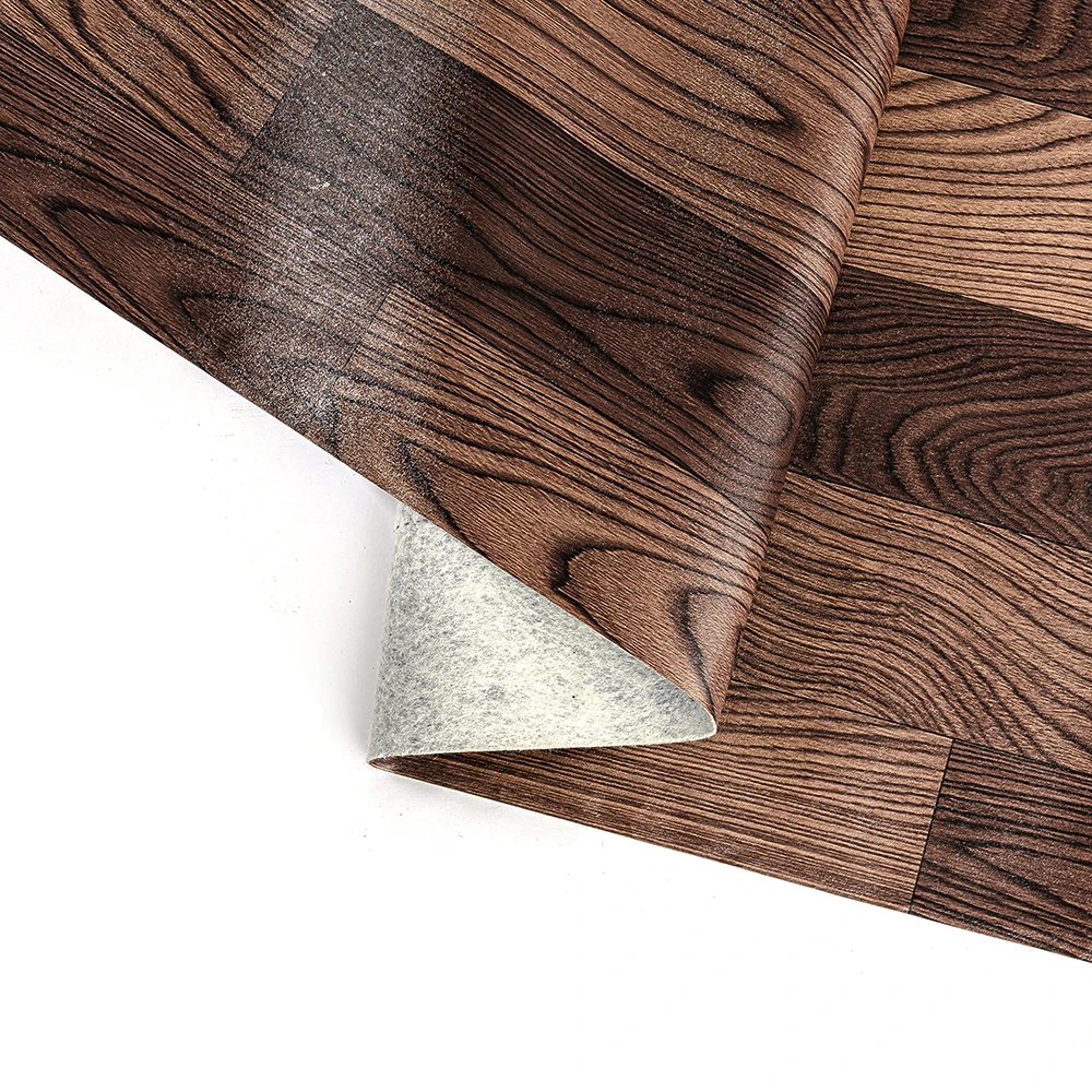 Wood Like PVC Linoleum Vinyl Flooring  Roll on Concrete