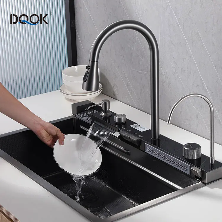 Multifunctional waterfall kitchen sink