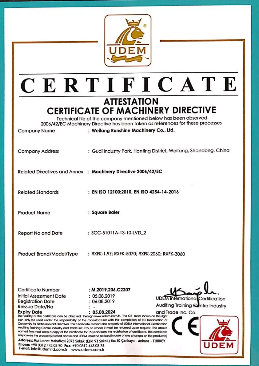 С 1989 г., мини-пресс-подборщик для сена 9YFQ1.9