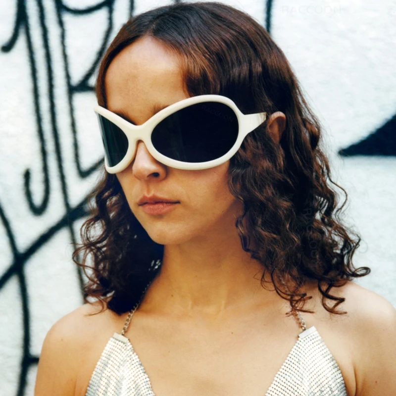 Occhiali da sole senza montatura occhiali da sole oversize alla moda Y2K avvolgenti occhiali da sole Punk occhiali da sole sportivi occhiali da sole occhiali da guida  18