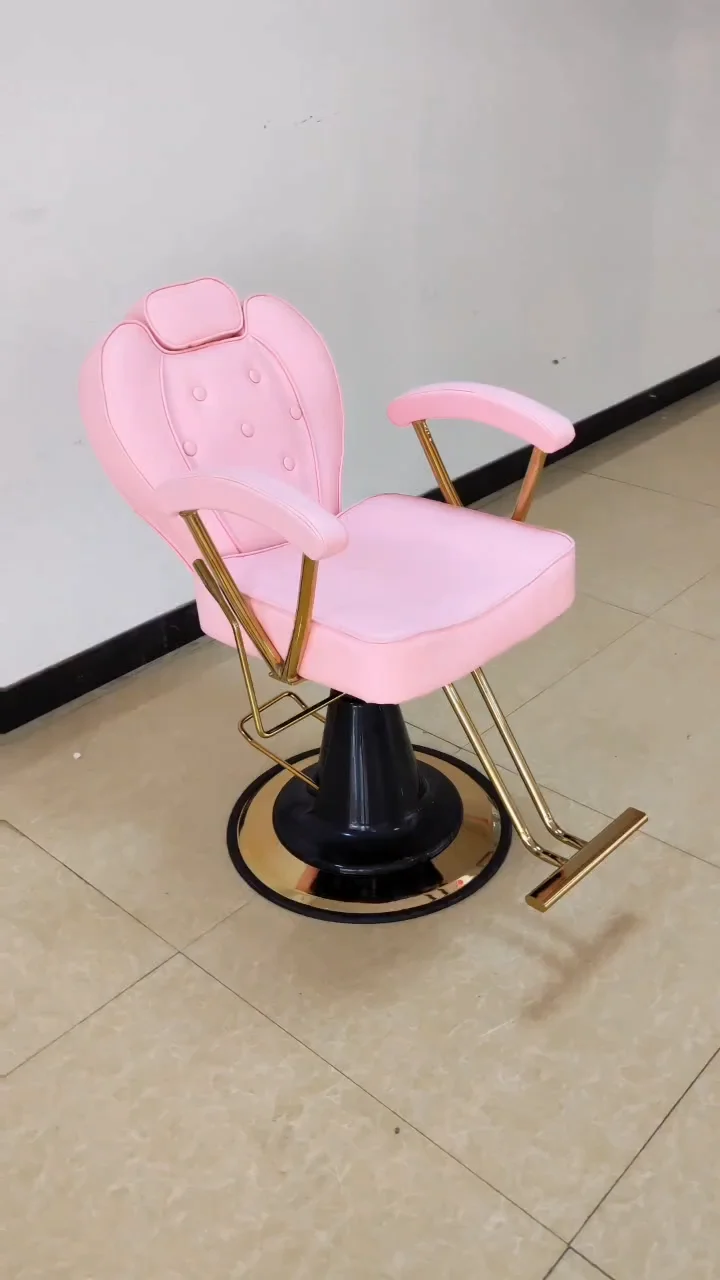 Dongpin Luxury Gold Barber Chairs Set Metal Hair Salon Furniture