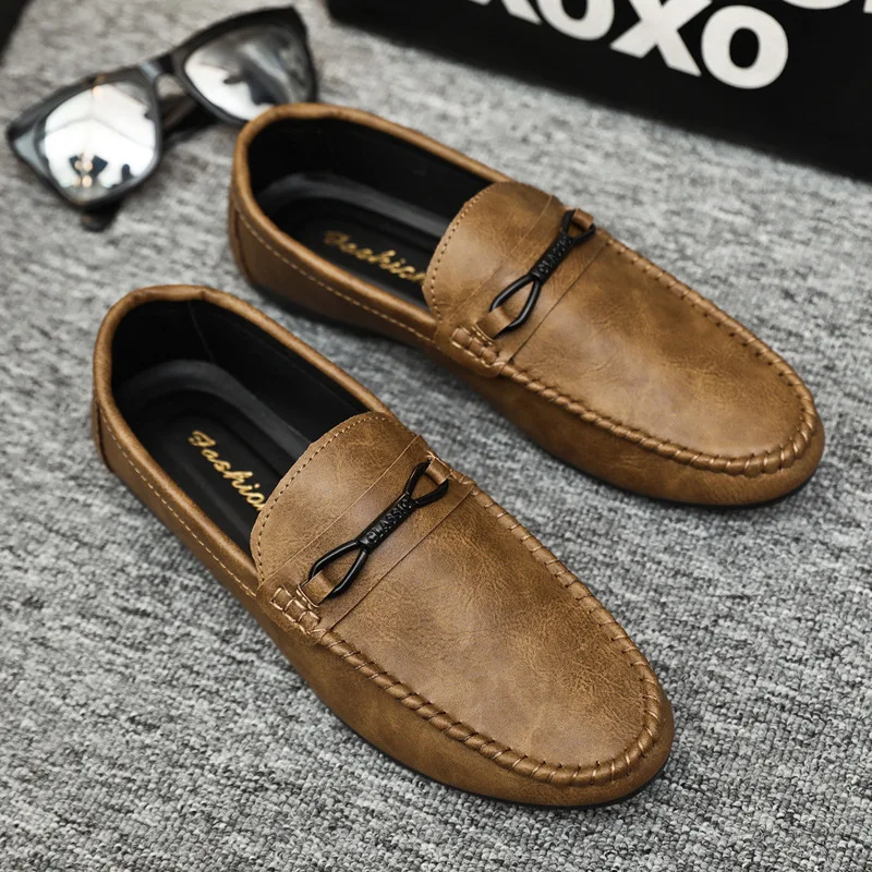 Moodeng Mocassini Uomo In Pelle: Loafers Estivi Comodi Slip-On Per Guida E Barche - Foto 2