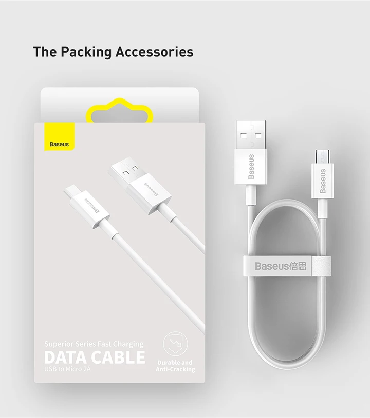 Baseus CAMYS-01 Fast Charging USB to Micro 2A Data Cable - 1M - Black