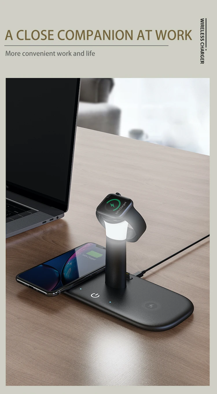 Type c white table usb replenisher with Devices Protection PJD Fast adapter powerbank wireless charger led lamp LH5