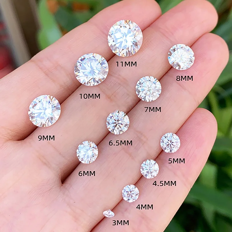GRA Certificate Round Cut Synthetic Moissanite Green Color VVS Loose Lab Grown Diamond Moissanite