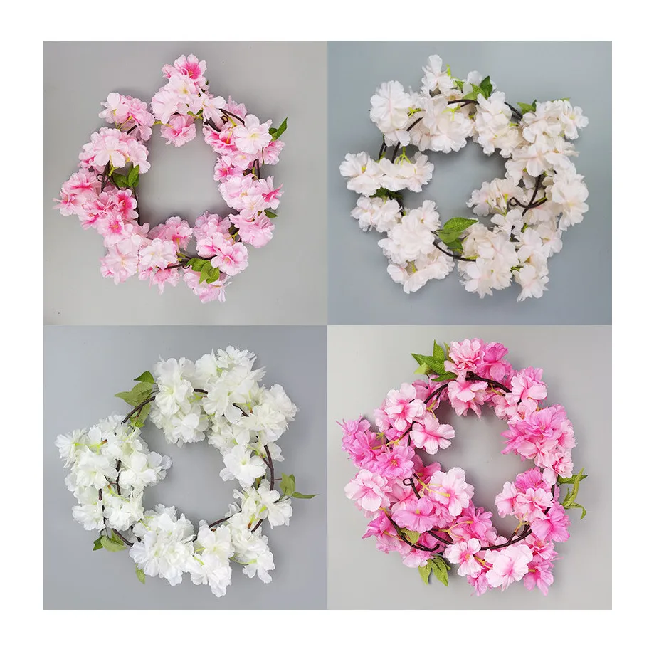 qslhc932 热卖丝绸人造花花环挂樱花核心