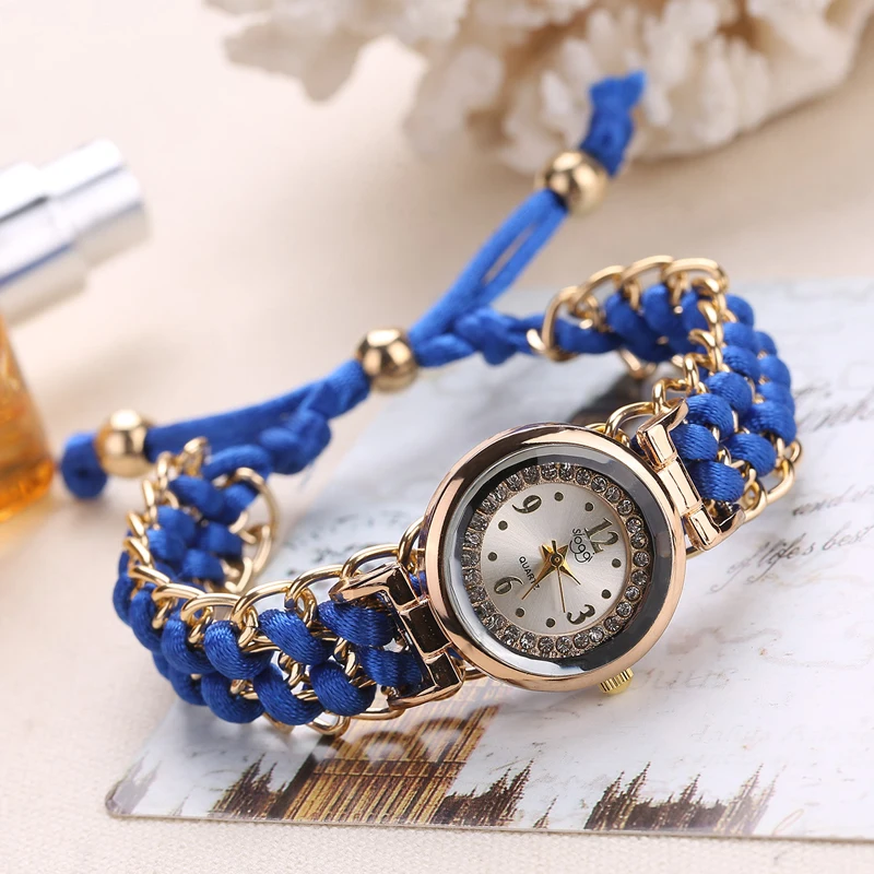 2022 New Design Creative Multi Color Bracelet Watch Ladies Braided Rope Strap Casual Quartz Wristwatch Reloj Muje for Women Gift