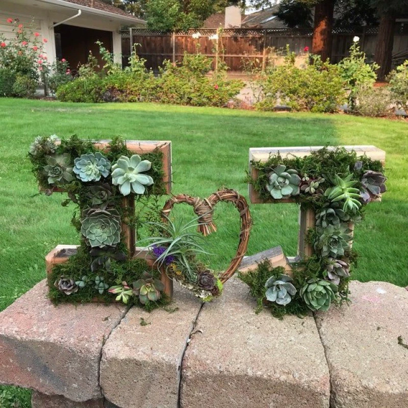 Multi Types Containers Wood Craft Garden Decoration Creative Letters Succulent Flower Pots Alphabet Shape Green Planter