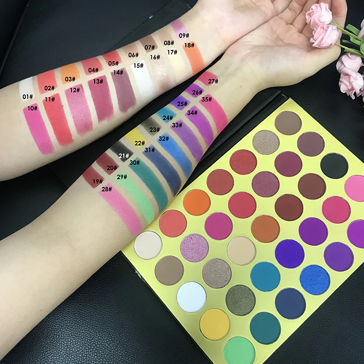 Makeup Neon Color 35 Small Custom Marble Cardboard Vegan Free Eyeshadow Palette