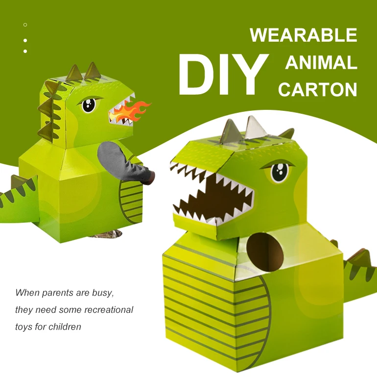 1 pc cartoon dinossauro papelão wearable diy modelo crianças cosplay jogo  de montagem brinquedos - AliExpress