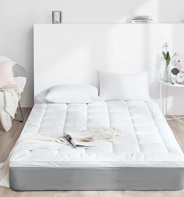 Quality OEKO Hotel Custom Duck Down Feather Filling 4 Corners Elastic Band Queen Soft 10cm Thick Cooling Mattress Topper