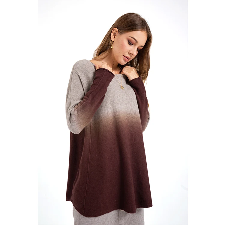 Round Neck Knitted Sweater Dip Dye 
